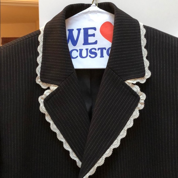 Worn once, Tahari lace pinstriped black suit - Picture 2 of 6